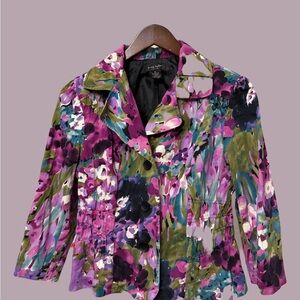 Sunny Taylor Floral Blazer - Purple, Green, Black